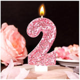 Pink Number 2 Candle Birthday Girl, Glitter Number 2 Candle Cake Topper With Sequins, Princess 2Nd Birthday Party Decorations For Wedding, Party Supplies
