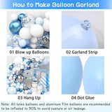 Blue Silver Balloon Arch Kit with Confetti Balloons for Party & Celebration