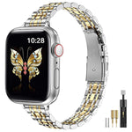 Slim Metal Band Compatible With Apple Watch Band 42Mm(Series 10) 41Mm 40Mm 38Mm,Dressy Stainless Steel Chain Strap For Women Iwatch Bands Series 9 8 7 6 5 4 3 2 1 Se,Silver/Gold