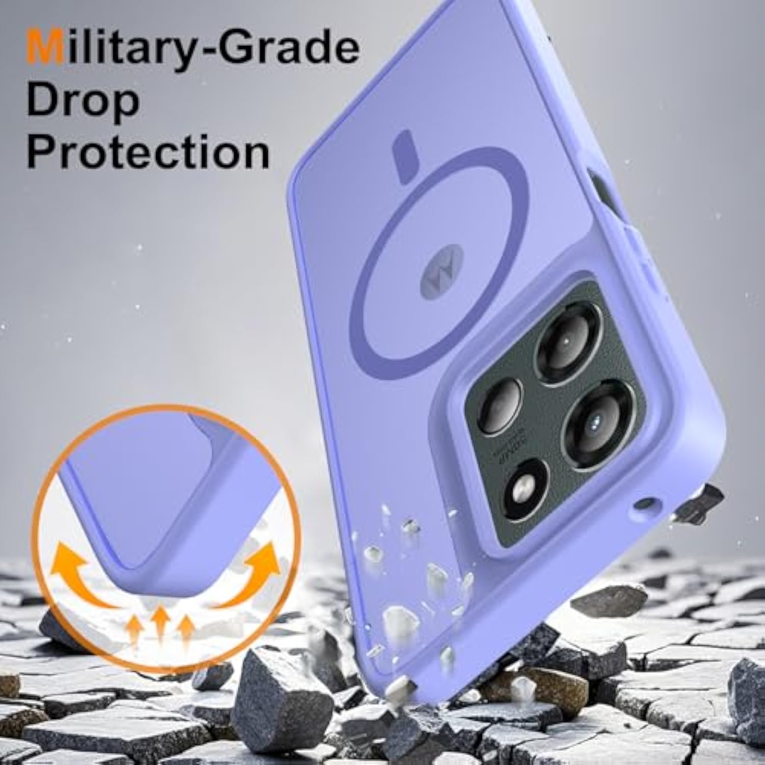 For Motorola Moto G 5G 2025 Case Magnetic Shockproof, [Fit For Magsafe] [Glass Screen Protector] Translucent Anti-Fingerprint Case For Motorola Moto G 5G 2025 (Light Purple)