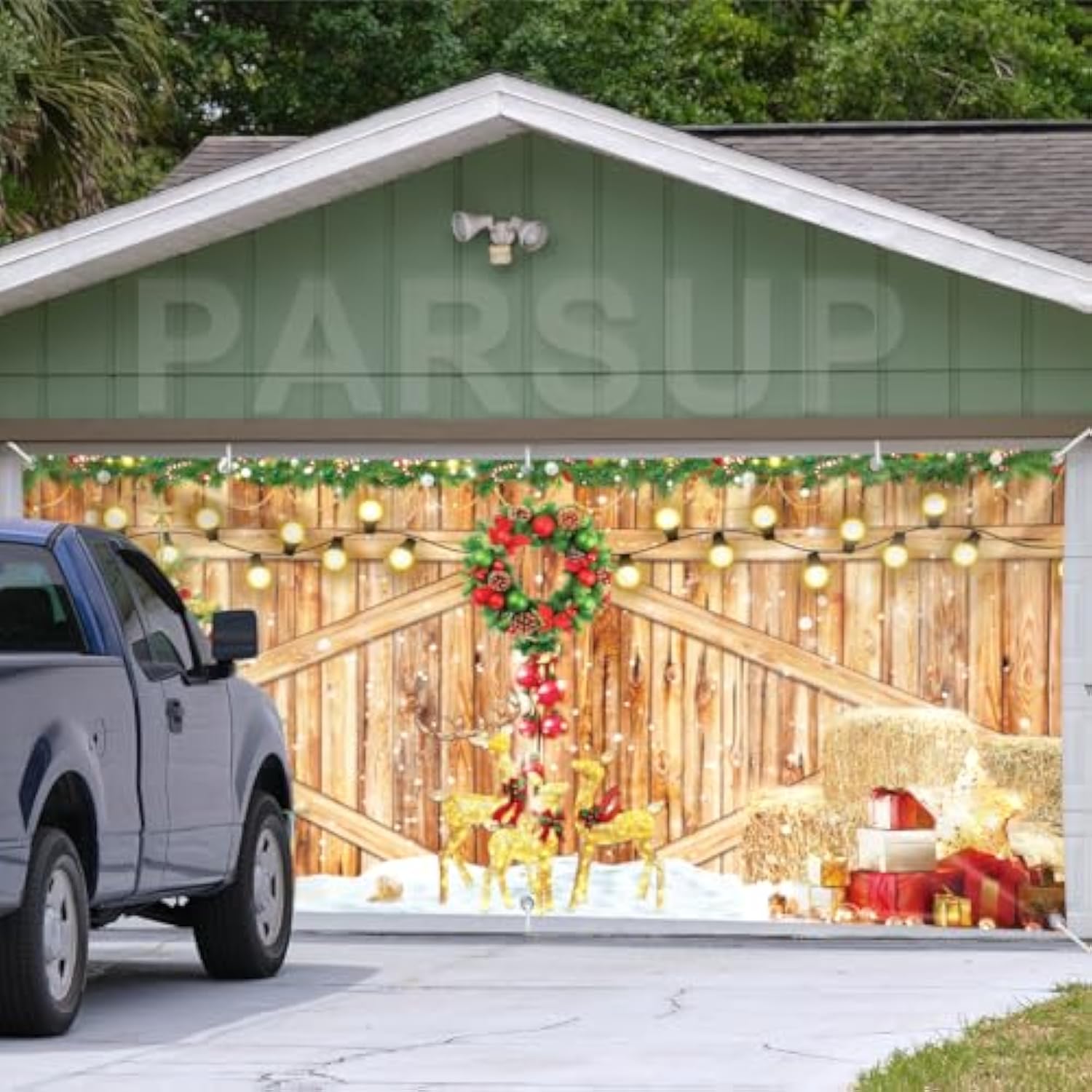 Christmas Garage Door Banner, 13 X 6Ft Merry Christmas Garage Cover Large Xmas Party Background Decoration For Photography, Holiday Photo Booth Props Outdoor Hanging Decor For Winter Supplies