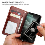 Compatible With 12 & 12 Pro Wallet Case With Card Holder Pu Leather Magnetic Detachable Kickstand Shockproof Wrist Strap Removable Flip Cover 6.1 Inch (Brown)