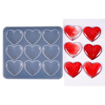Heart Shape Epoxy Mold 9Pcs 5.2 X 4.2Cm Diy Resin Casting Jewelry Love Heart Keychain Pendant Making Silicone Mold
