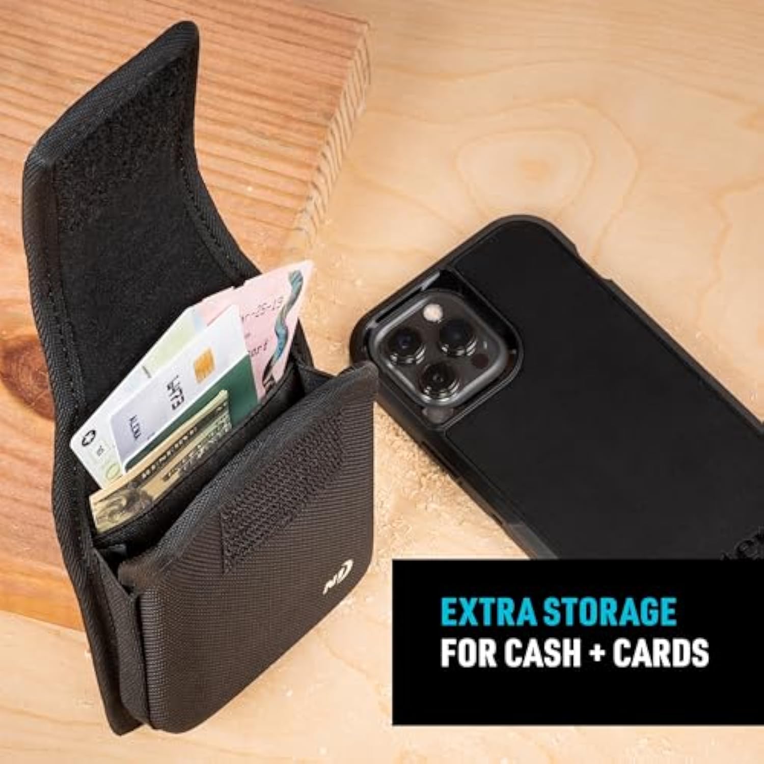 Nite Ize Clip Case Hardshell Universal Rugged Holster - Protective Phone Holder with Belt Clip - Holster for Men's & Women's Belts - Utility Belt Phone Pouch - XX-Large, Black