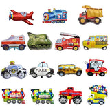 F 2Pcs Big Toy Vehicle Car Foil Ballon Kids Baby Shower Boy Tank Plane Ship Ambulance Bus Fire Truck Birthday Party Decoration Train Cars Balloons (School Bus)