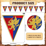 6 Pcs 72 Ft Medieval Fantasy Pennant Banner With Lion Design Medieval Party Decorations Hanging Party Bunting Banner Garden Triangle Flag For Castle Theme Festival Birthday Decor