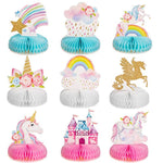 9 Pieces Unicorn Rainbow Honeycomb Centerpiece For Table Decorations Shiny Topper Birthday Party Supplies