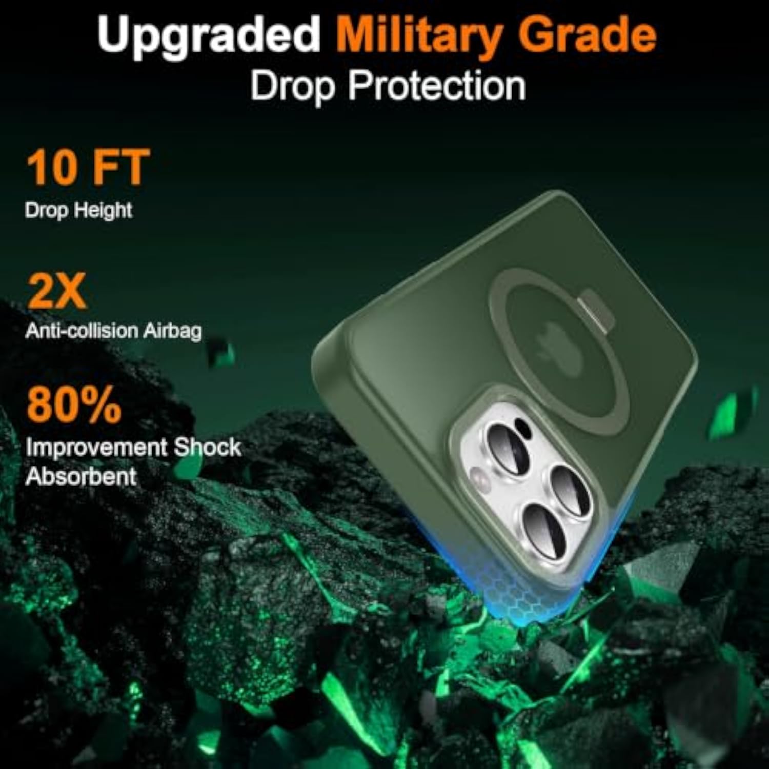 Midnight Green Magnetic Ring Stand Case for iPhone 16 Pro