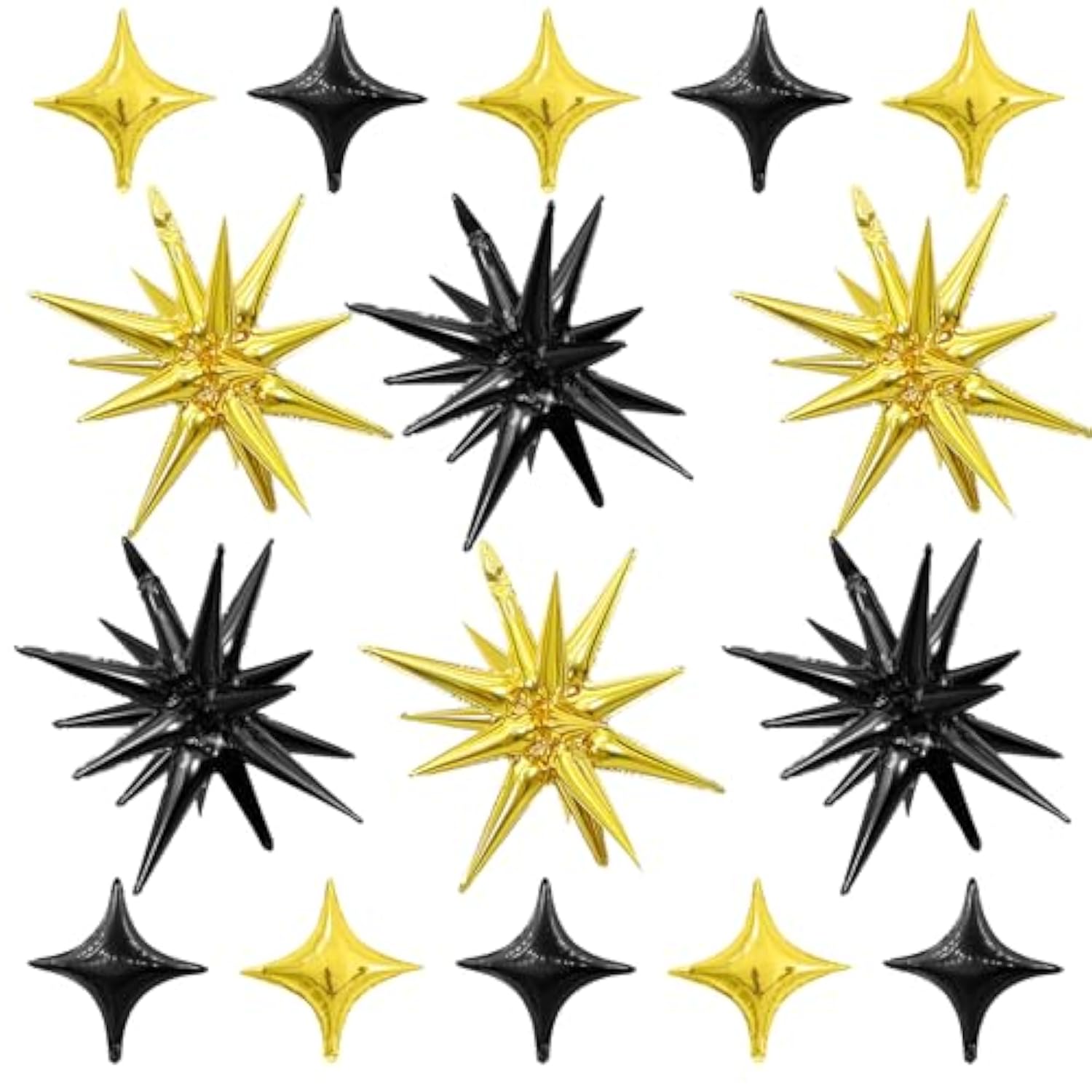 Black Gold Star Balloon Kit 16pcs for Birthday Wedding Baby Shower Parties