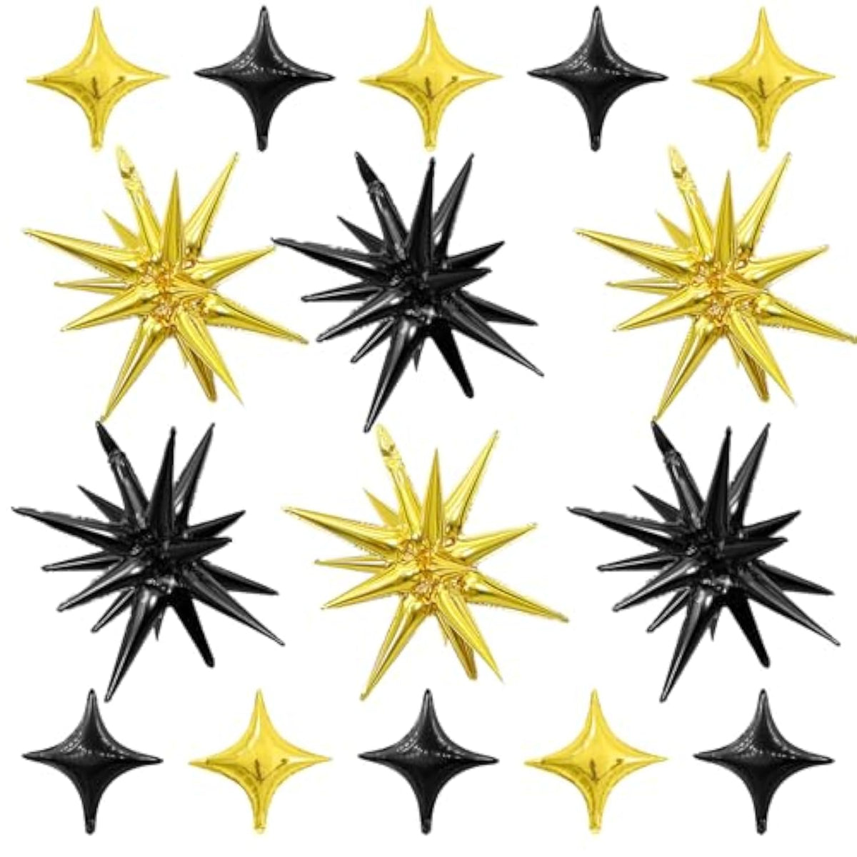 Black Gold Star Balloon Kit 16pcs for Birthday Wedding Baby Shower Parties