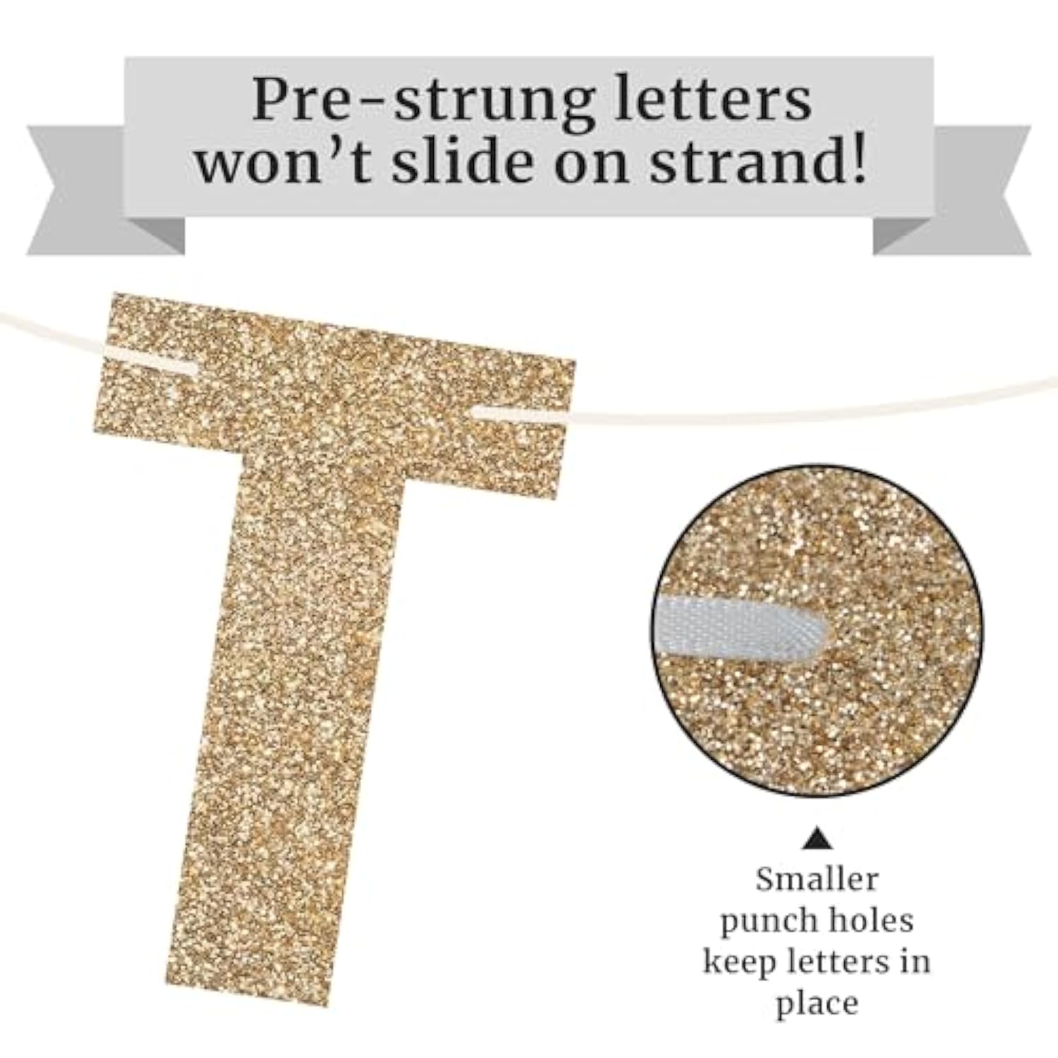 Pre-Strung Congrats Grad Banner - No Diy - Gold Glitter Graduation Party Banner - Pre-Strung Garland On 8 Ft Strand - Gold Grad Congrats Class Of 2026 Party Decorations & Decor. Did We Mention No Diy