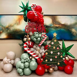 136Pcs Christmas Decorations Balloons Arch Kit Retro Green Red & Gold Xmas Balloons Garland with Candy Cane Foil Balloon Metallic Copper Long Gold Balloon for Snow Winter Holiday Party Supplies