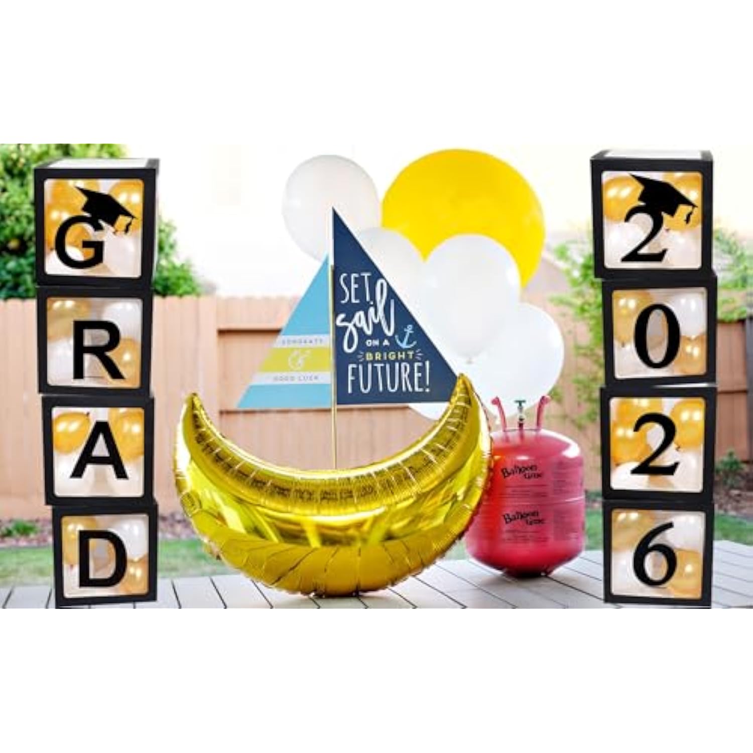 2025 2026 Graduation Decorations Party Supplies,4 Pieces Black Balloon Boxes For Graduation Party With Letter “Grad 2026 So Proud Of You ”, Class Of 2025 2026 School Grad Party Decorations