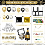 Black Gold 2026 Balloon Backdrop Wall with Foil Balloons Confetti Poppers