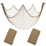 2 Pack Fish Net Decorations - 80X40 Inch Brown Fishing Net Decor For Under The Sea Hawaiian Beach Themed Party, 3Mm Thick Natural Cotton Versatile Nautical Netting For Party Wall Table Ceiling Decor