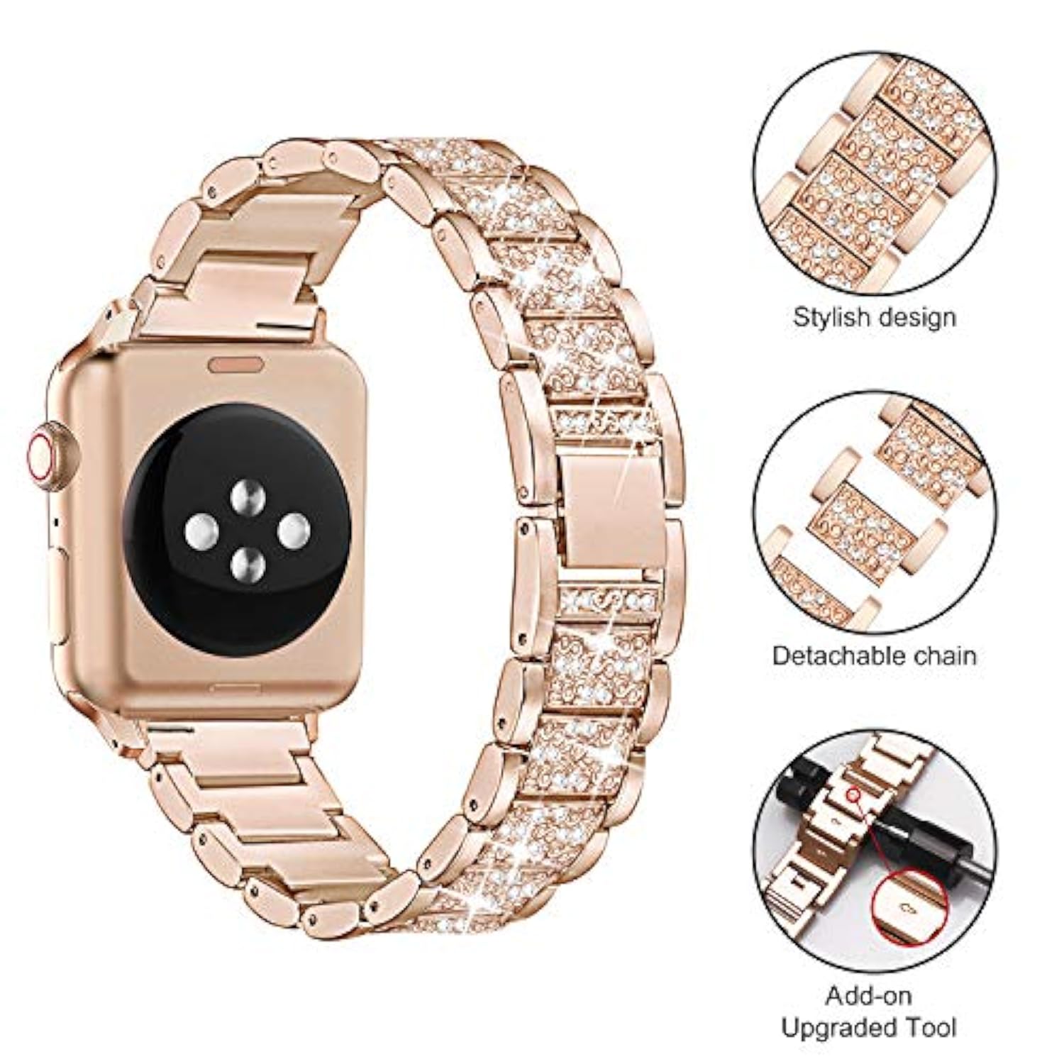 Compatible For Apple Watch Band With Screen Protector Case, Jewelry Replacement Bands 46Mm 45Mm 44Mm 42Mm 41Mm 40 Mm 38Mm 2 Pack Protective Cover For Iwatch Series 10/9/8/7/6/5/4/3/2/1/Se Women