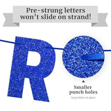 Pre-Strung Happy Birthday Banner - No Diy - Blue Glitter Happy Birthday Party Banner For Men Woman Boys Girls - Pre-Strung On 8 Ft Strands - Blue Bday Party Decorations & Decor. Did We Mention No Diy
