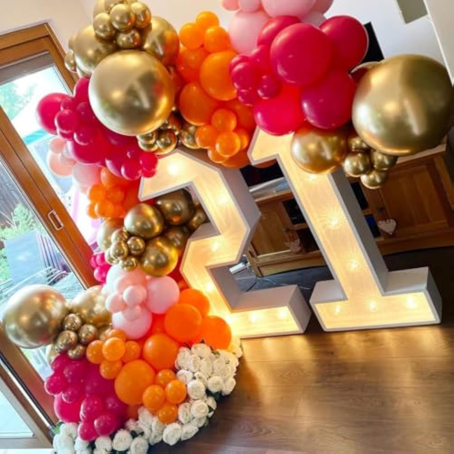 Pink and Orange Balloon Arch Kit: 154 Piece Party Decor