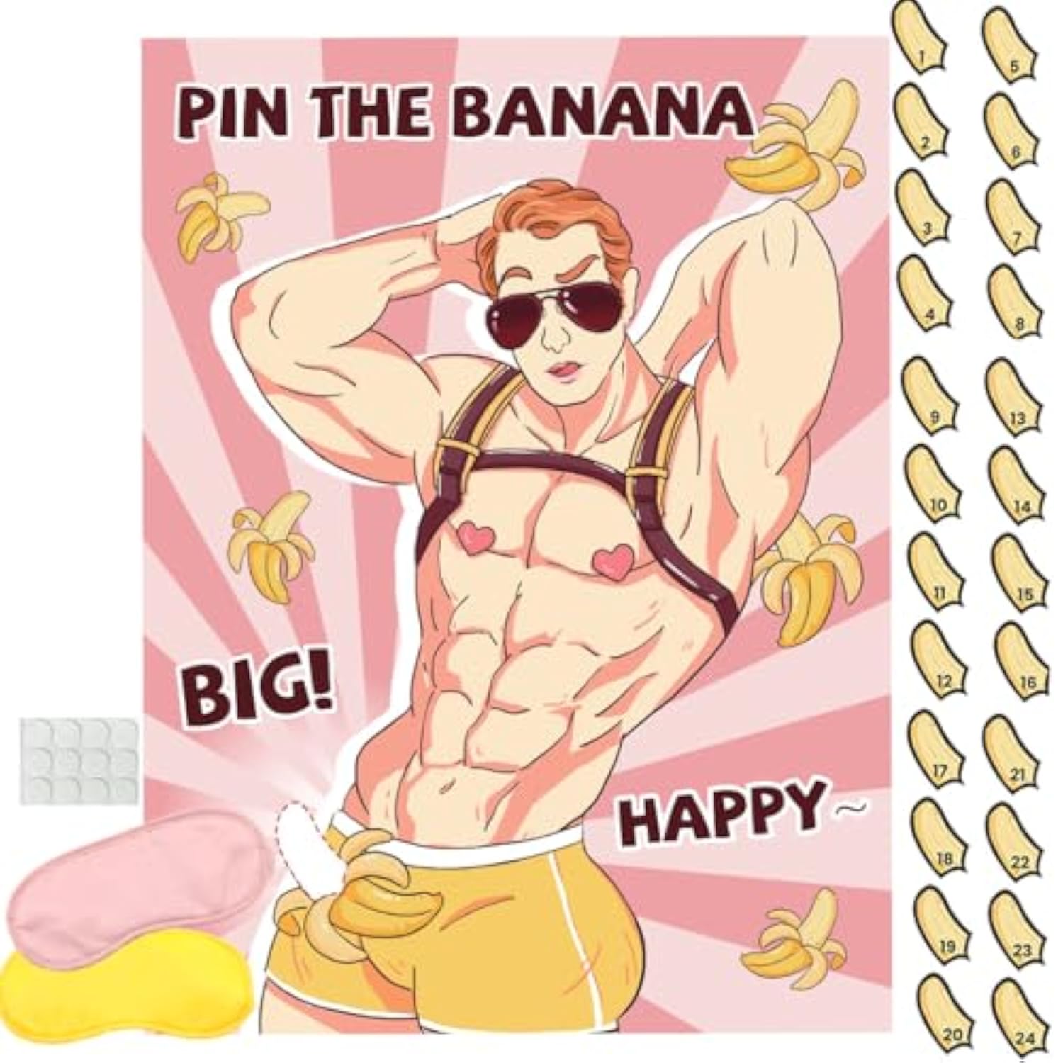 Bridal Shower Games Bachelorette Party Games Funny Party Game - Pin The Banana On The Hunk 24 Players, Birthday Party Game Girls Nights Party Game Pin The Game, Engagement Party Games Adults Wall Game