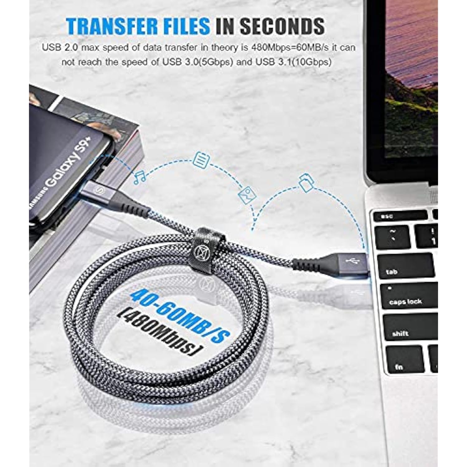 Usb Type C Cable 3.1A Fast Charging [3Pack,6.6Ft+6.6Ft+3.3Ft], Usb-A To Usb-C