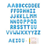 58 Pc Medium Blue Letter Balloons Mylar A-Z & Vowels for Custom Party Banners