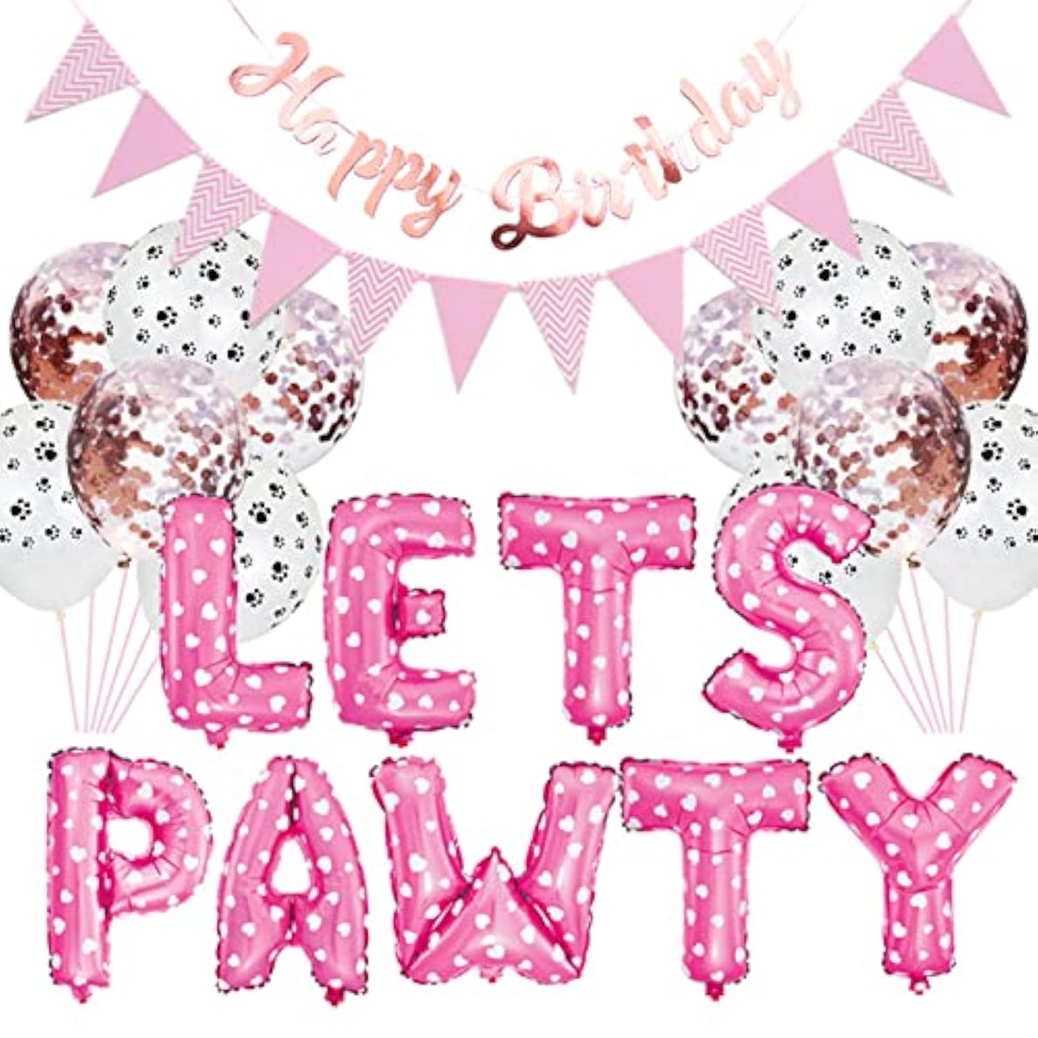 Dog Cat Birthday Party Supplies, Paw Print Balloons & Happy Birthday Banner Decor