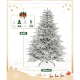 6Ft Artificial Christmas Tree, Unlit Snow Flocked Xmas Tree With 1571 Branch Tips And Sturdy Metal Stand For Indoor Outdoor Home Decoration