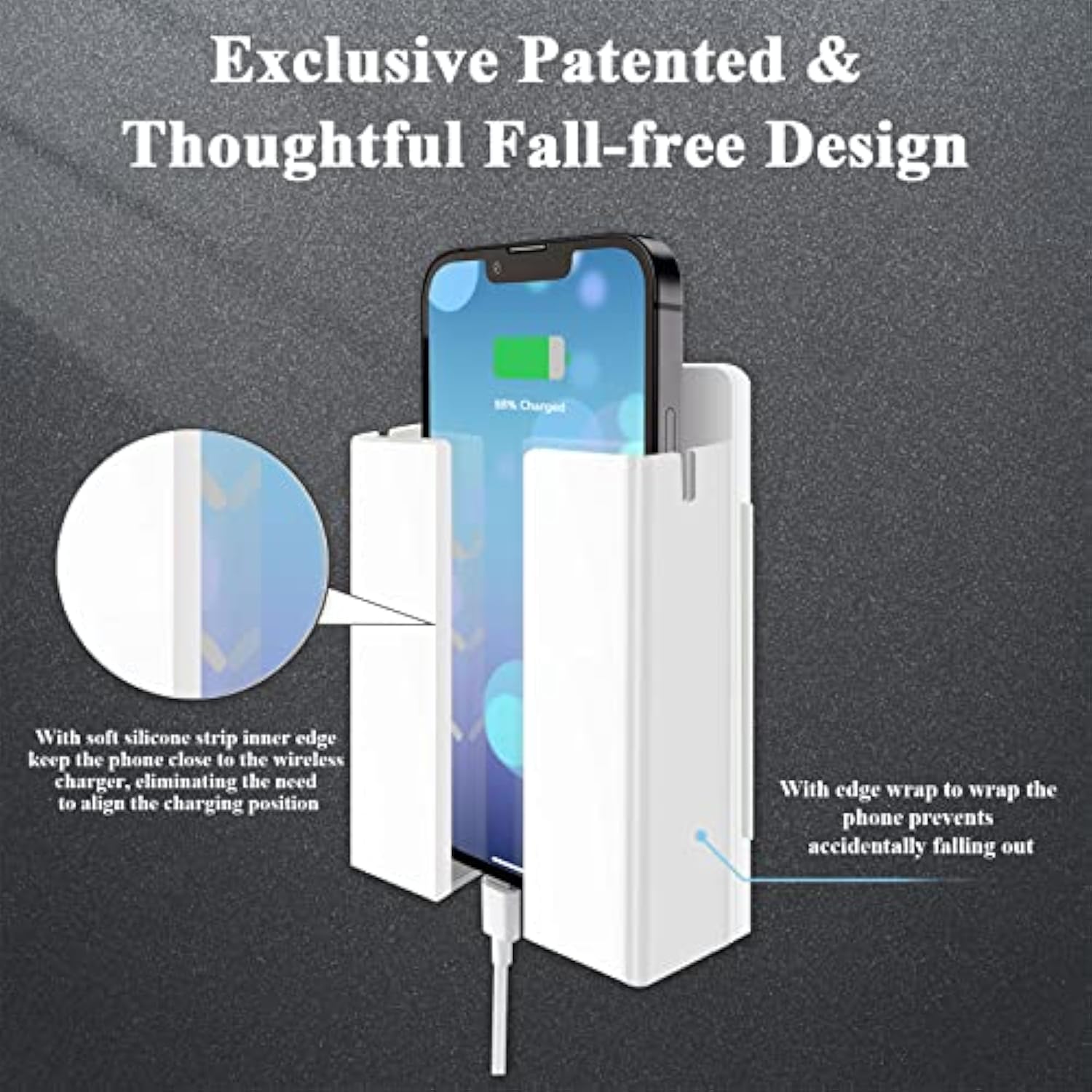 P2 Wireless Charger Wall Mounted, Wireless Phone Charger For Bedside/Desk/Garage/Kitchen,15W Fast Charging Station Works With Iphone 16/15/14/13/12/11/X & Galaxy S25/S24/S23/S22/S21/S20 Series