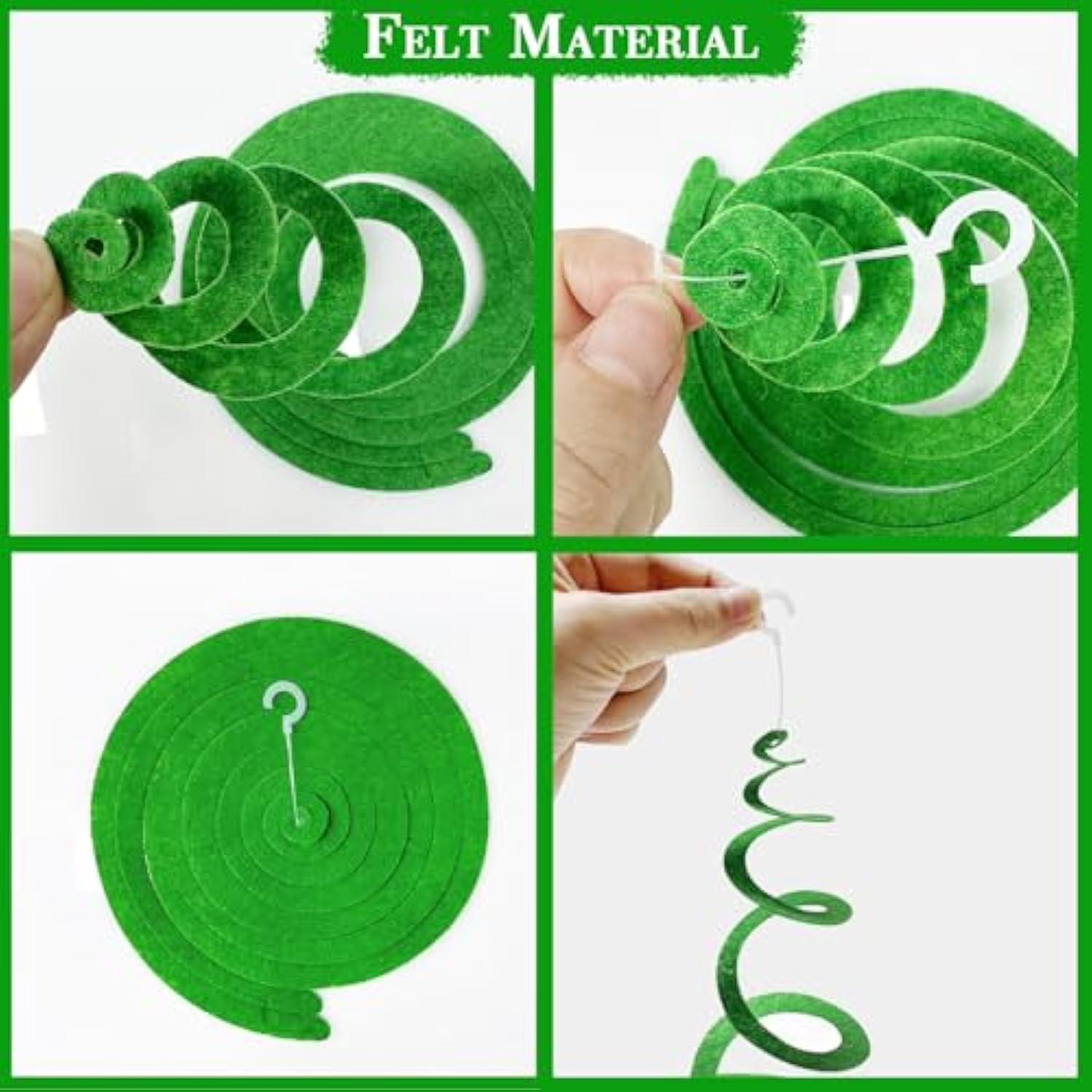 36-Pack Rainbow Swirl Ceiling Decorations – Colorful Felt Spirals for Birthday, Fiesta & More