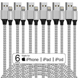 [Apple Mfi Certified] 6Pack[3/3/6/6/6/10Ft] Iphone Charger Lightning Cable Compatible Iphone 14Promax/14Pro/14/14Plus/13Pro/13/12Pro/12/11 And More-Silver&White