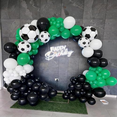 50 Pcs Black Green Soccer Balloons for Soccer Birthday and Team Party Decor