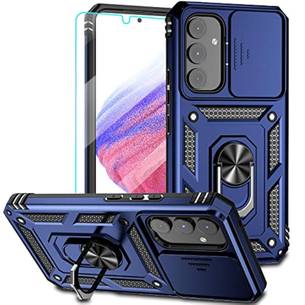 For Galaxy A54 5G Case, With Screen Protectors And Camera Cover,[Military Grade] 16Ft.Drop Tested Cover With Magnetic Kickstand Protective Case For Samsung A54 5G, Blue
