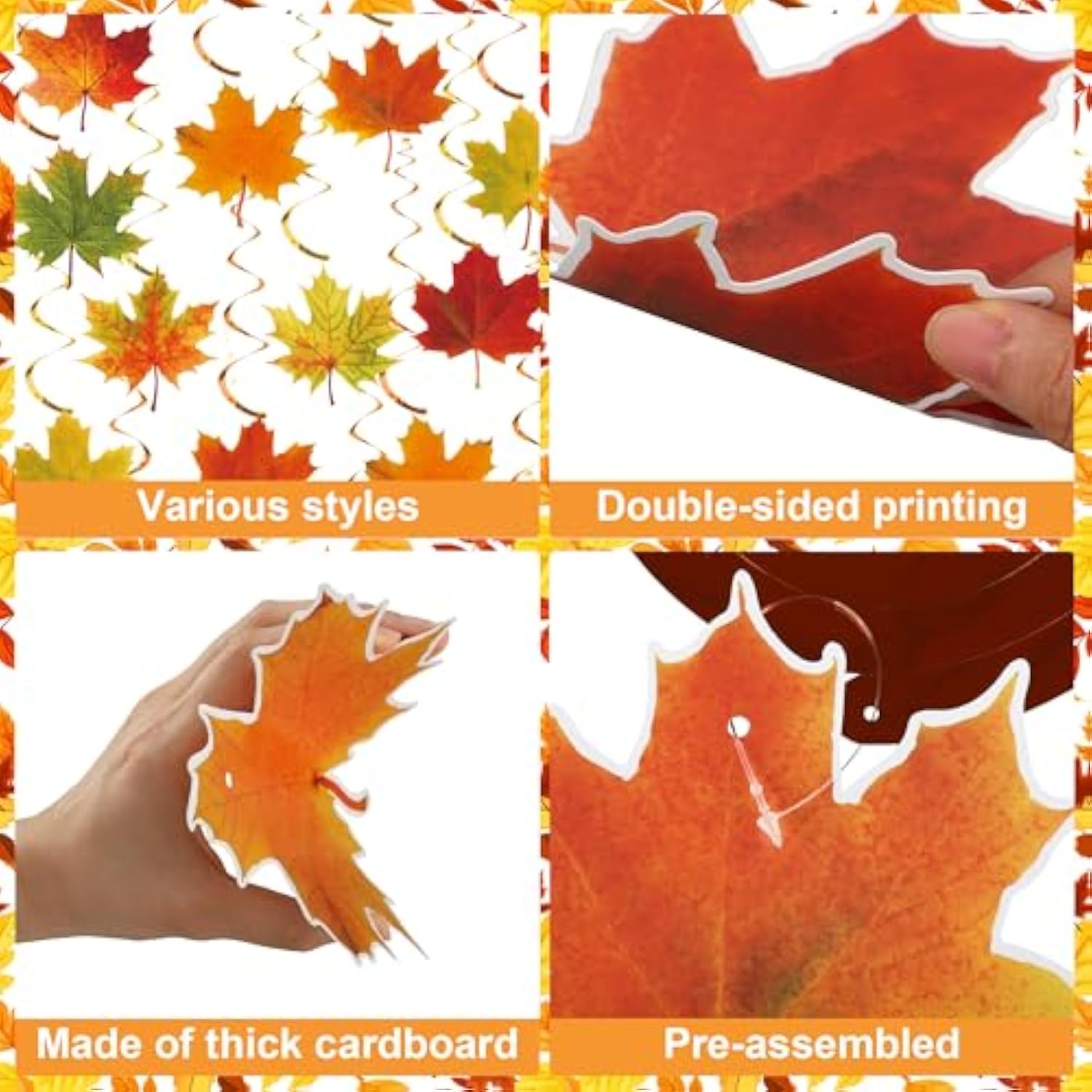 36 Pcs Fall Leaves Hanging Swirls Maple Leaves Swirls Streamer Autumn Swirl Decorations Thanksgiving Ceiling Hanging Decorations For Home Autumn Thanksgiving Harvest Party Decor
