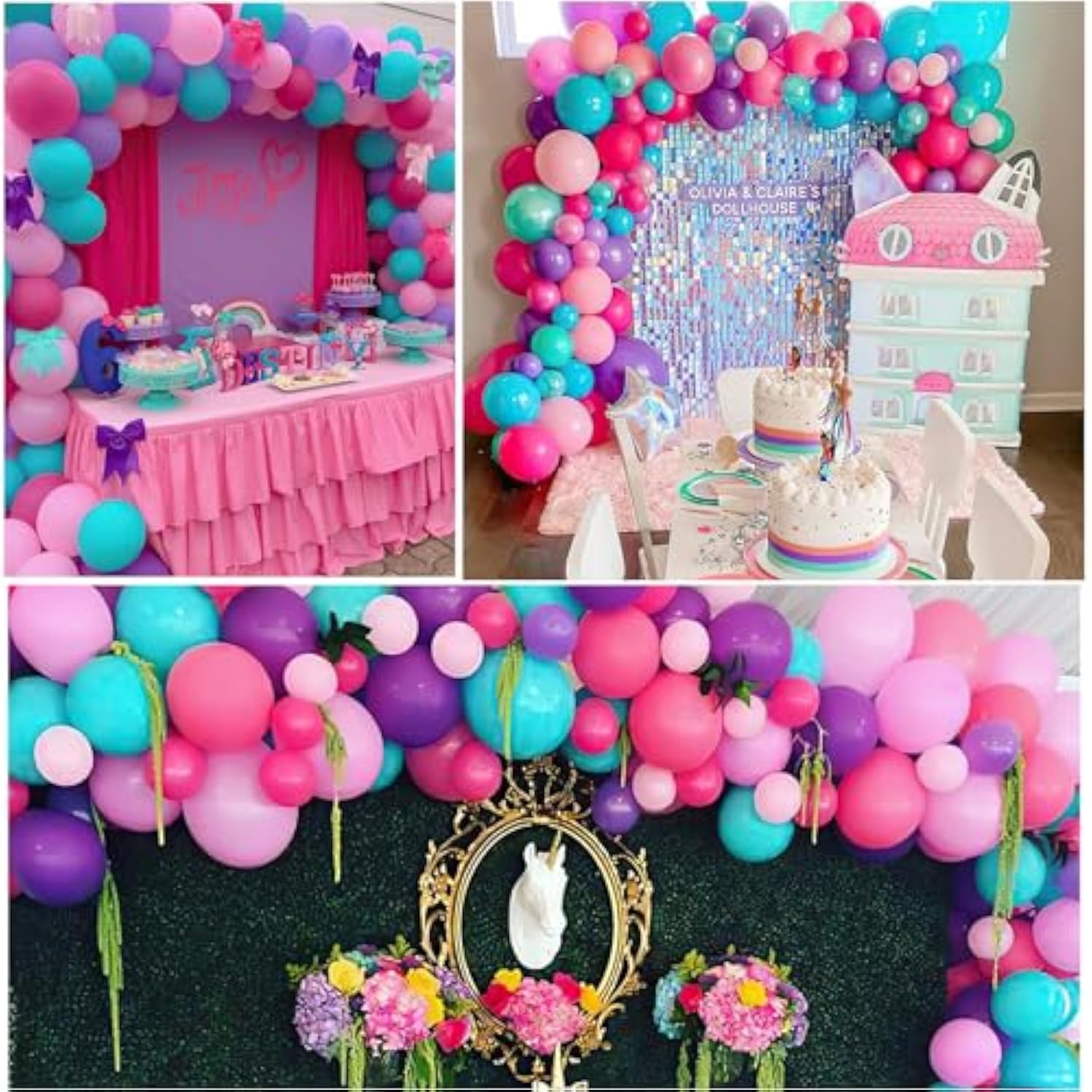 88Pack Pink Purple Blue Balloons 12In Pink Teal Purple Confetti Latex Balloons For Unicron Themed Girls Party Birthday Decorations