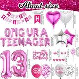 Hot Pink 13th Birthday Decorations for Girls with Banner & Balloons