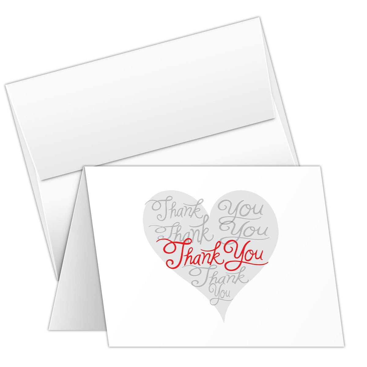 Thank You Greeting Cards & Envelopes, Beautiful & Romantic Love Hearts Greetings For Husband, Wife, Boyfriend Or Girlfriend | 80Lb Cover – Pre-Scored | 5" X 7" (A7 Size) | 25 Cards & 25 Envelopes