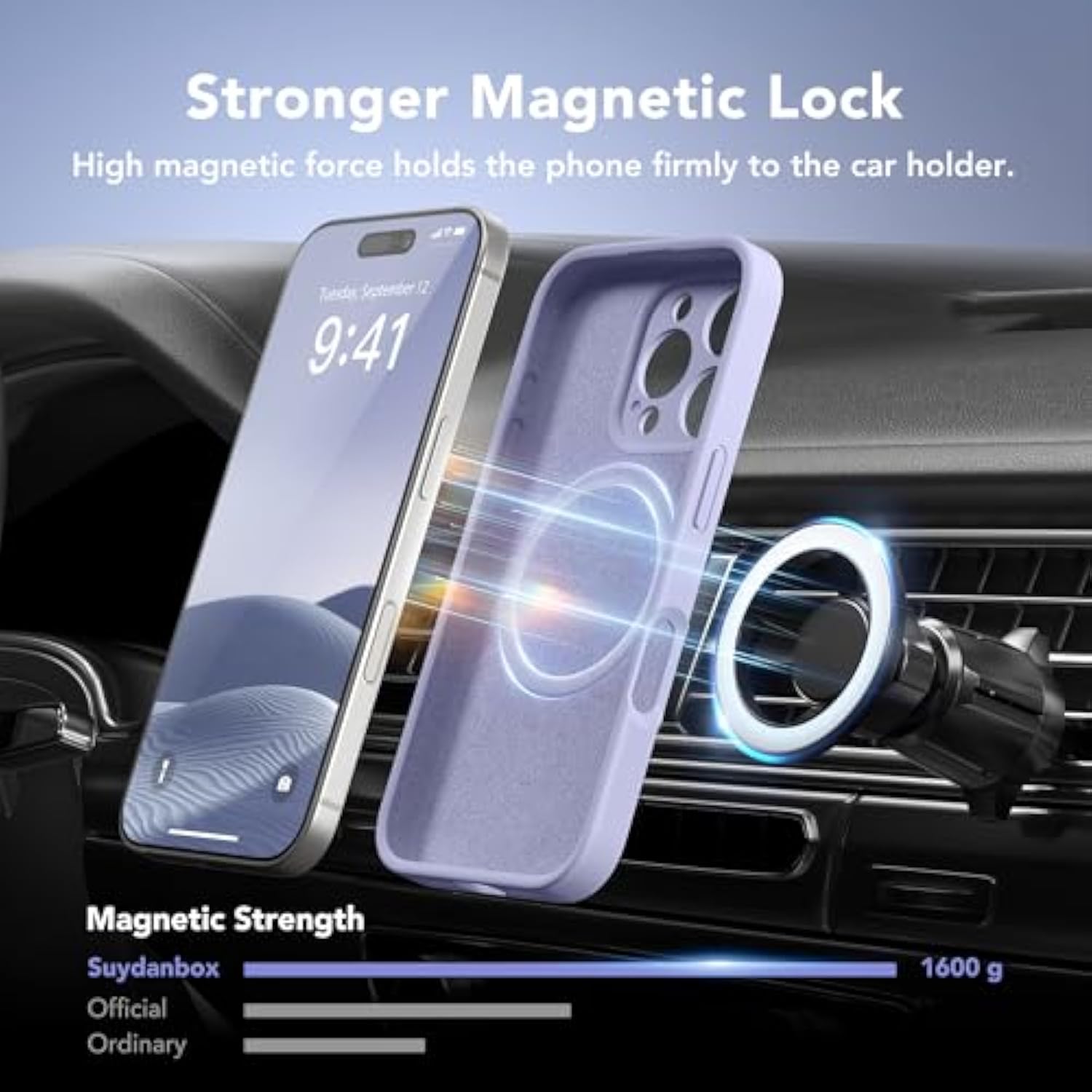 Magnetic For Iphone 16 Pro Case, Compatible With Magsafe, [Full Camera Protection][Screen Protector] Silicone Shockproof Protective Phone Case For Iphone 16 Pro 6.3", Lilac