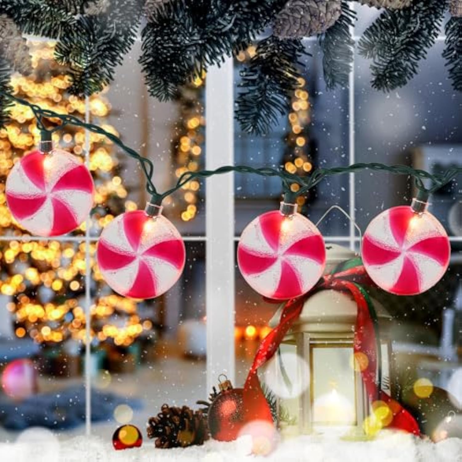 Christmas Tree Decorations Lights, 8.5Ft Candy String Lights With 10 Pack Candy Led Bulbs Christmas Ornaments For Indoor