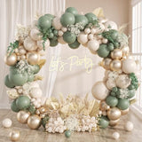 Sage Green Balloon Garland Kit: Sand White & Gold, Baby Shower Decor