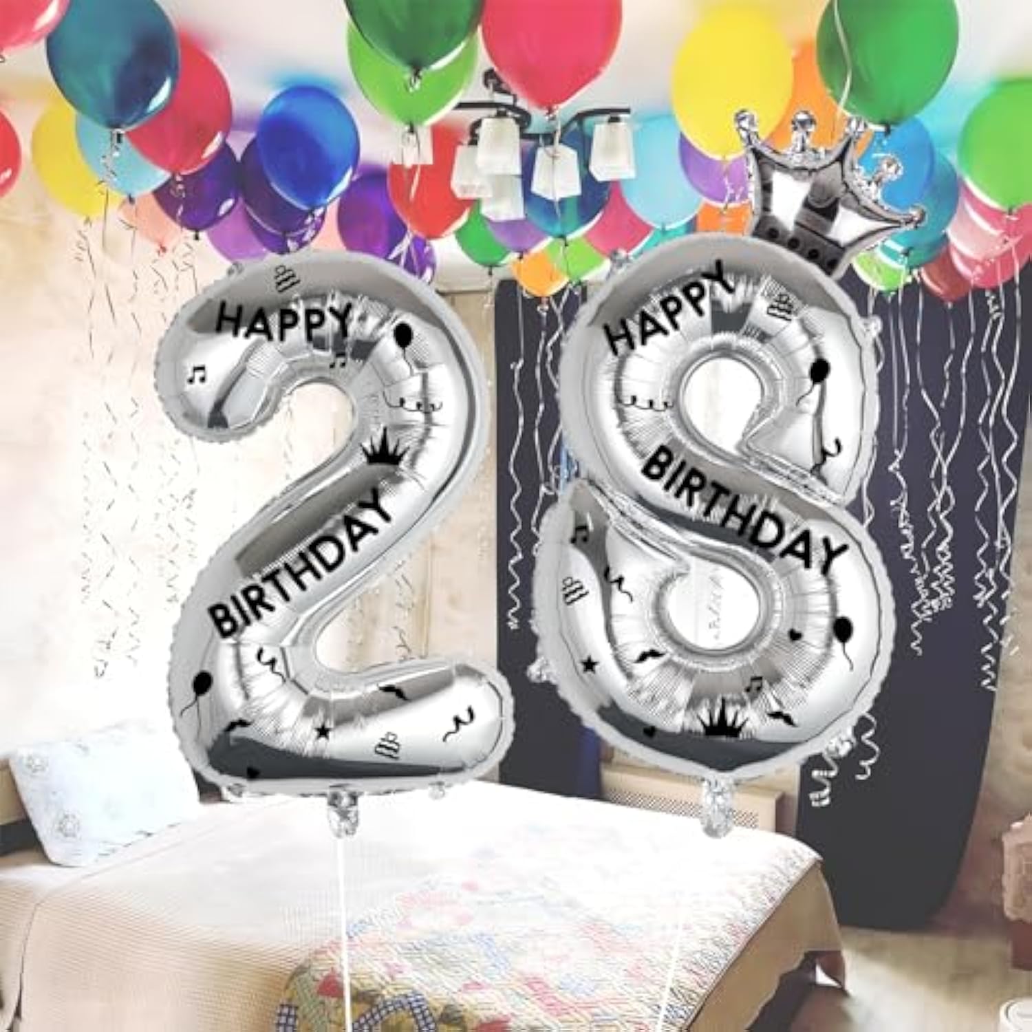 40Inch Silver Foil Number 18 Balloon Crown 18th Birthday Party Decor