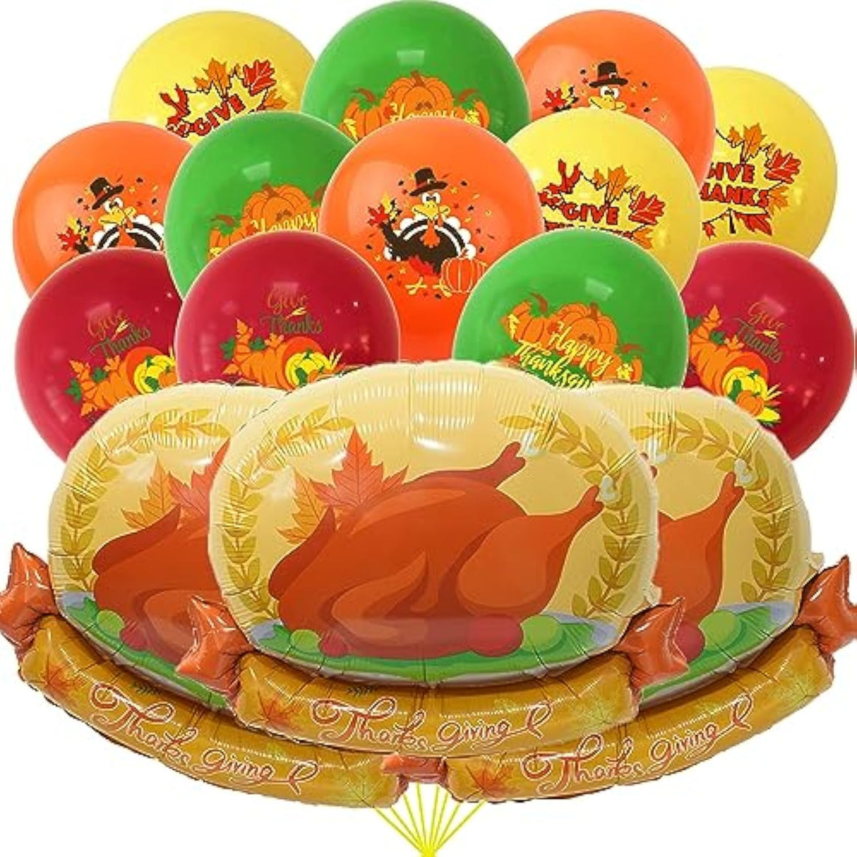 Thanksgiving Balloons 15Pcs Turkey Foil and Latex Balloons for Party Decor Birthday Harvest