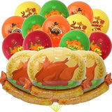 Thanksgiving Balloons 15Pcs Turkey Foil and Latex Balloons for Party Decor Birthday Harvest