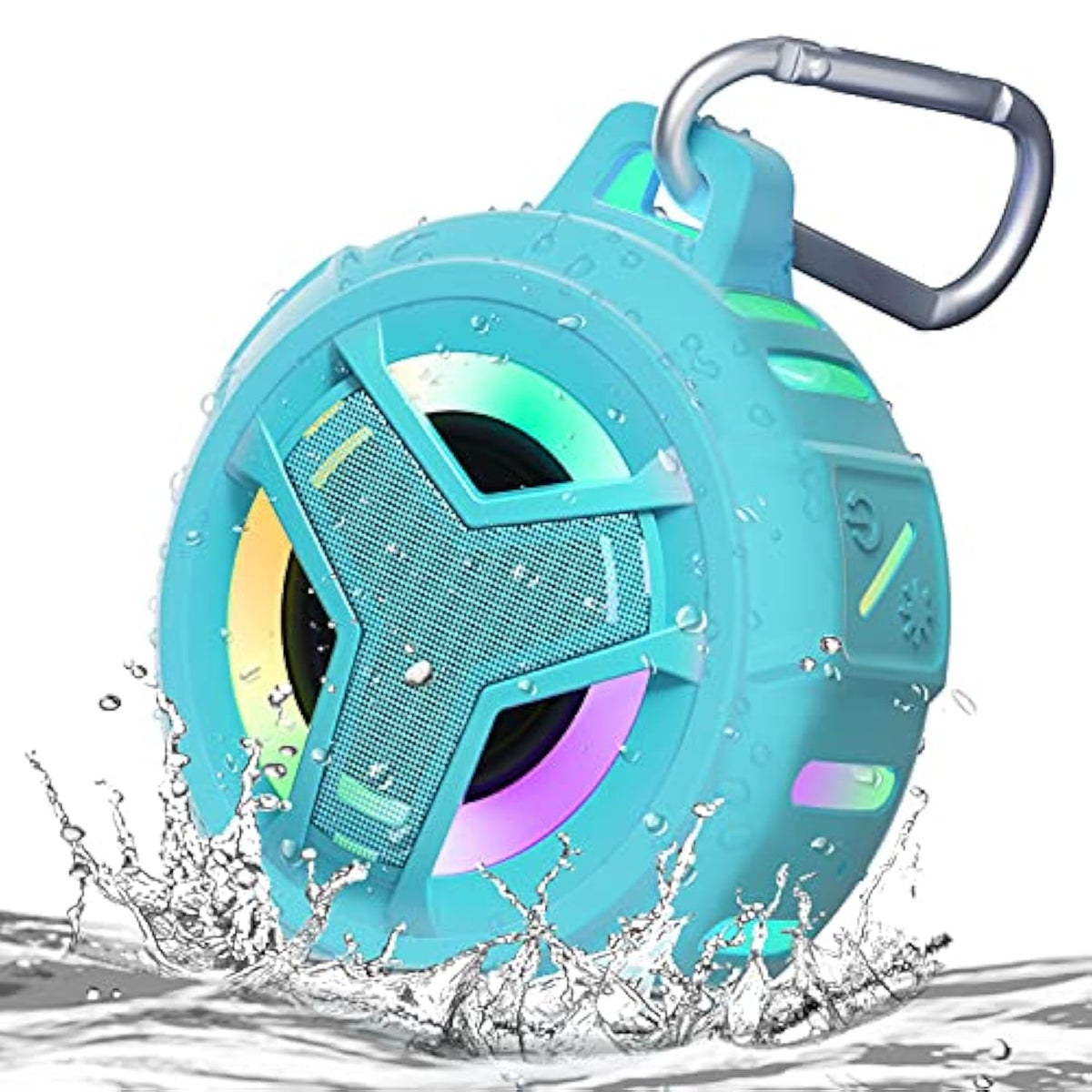 Waterproof Bluetooth Shower Speaker, Ipx7 Floating Portable Wireless Small Speakers, 24H Playtime With Rgb Light For Kayak, Beach, Pool Accessories, Gifts For Unisex -Sky Blue