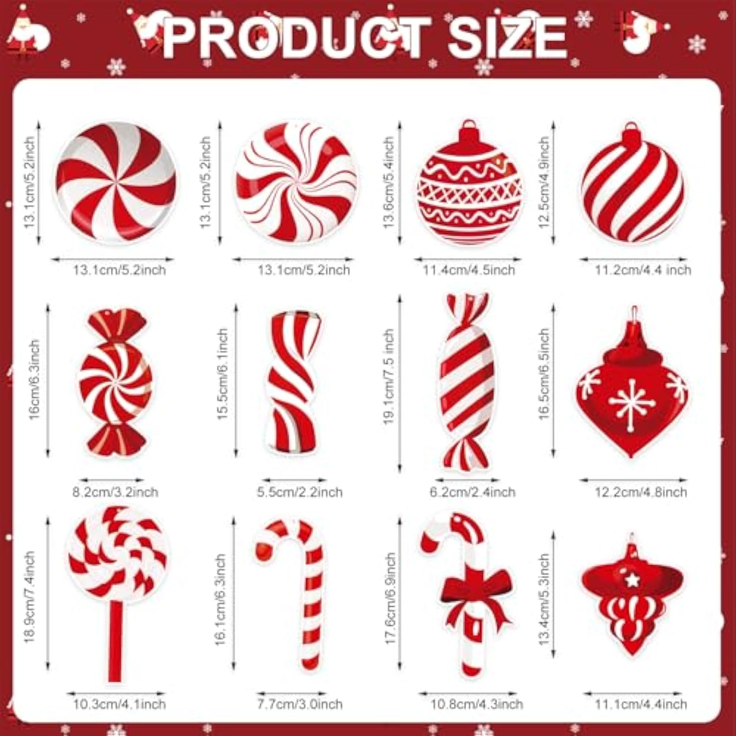 24 Pcs Christmas Candy Cane Hanging Swirl Decorations - Red And White Lollipop Peppermint Ceiling Hanging Swirls Streamers Ornaments For Candy Land Home Winter Holiday Xmas Christmas Party Decor