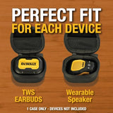 DEWALT Heavy Duty Protective Headphone Case for TWS Earbuds & Wearable Speaker, Compact Lightweight w/EVA Headphone Case Hard Shell, Shockproof, Water-Resistant, Soft Interior & Accessory Mesh Pocket