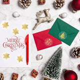 Merry Christmas Stickers Roll Gold Foil Snowflake Xmas Tree Paper Decals 6 Design Sparkly Winter Self-Adhesive Decorative Stickers For Envelope Sealing Invitation Card Party Supplies, 500Pcs