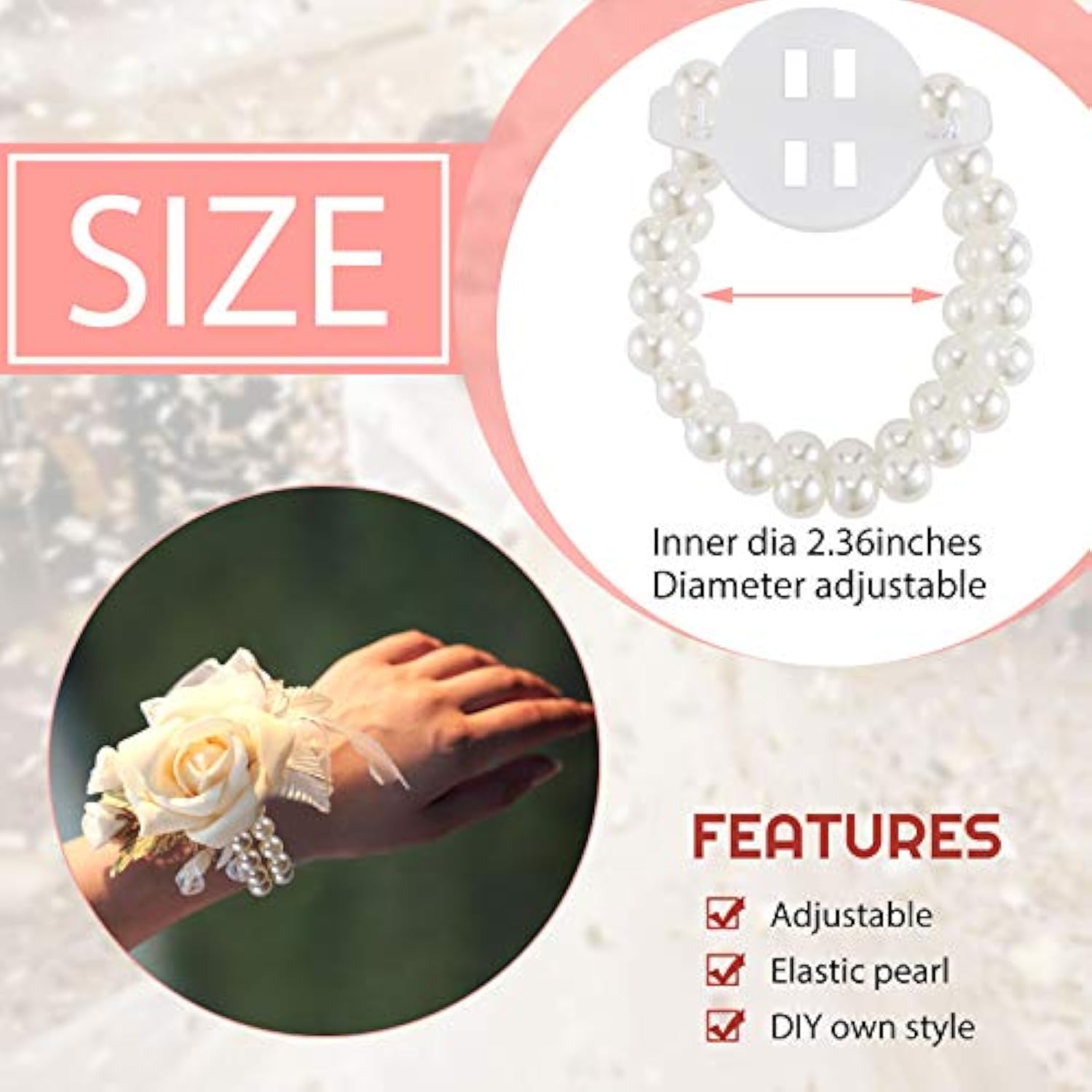 16 Pieces Corsage Wristlet Bracelet Wrist Corsage Prom Elastic Pearl Bands Wedding Corsages Pearl Bracelet Wedding Wristlets Diy Wrist Corsages Accessories For Bridesmaid Bridal Shower Party