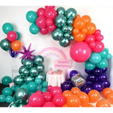 Disco Balloon Arch, 125 Pcs 80S Balloon Arch Kit Mit Hot Pink And Purple Teal Orange Metallic Green Balloons, 22 Inch Disco Ball Mylar Explosion Star Foil Balloon For Singer Music Fans Decorations