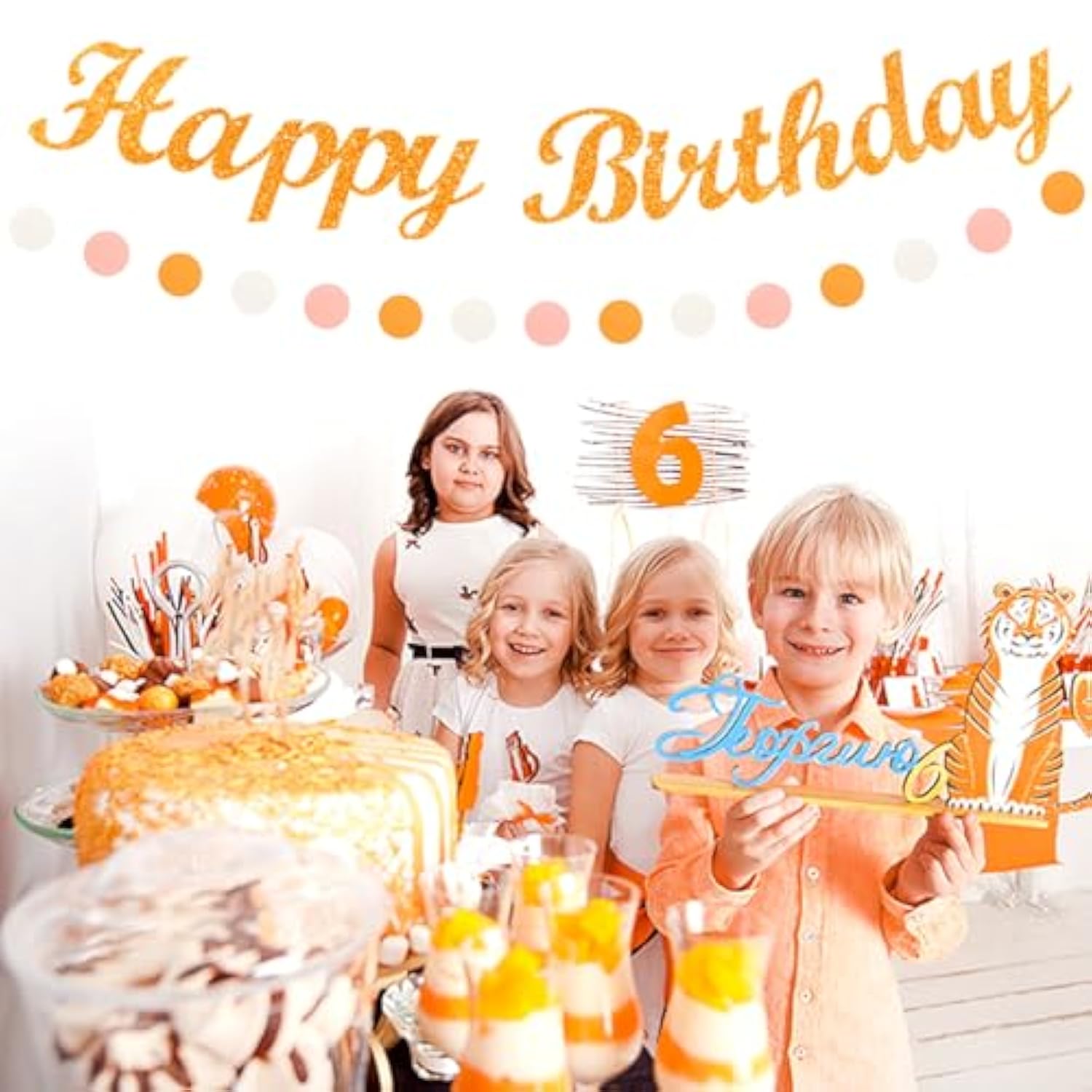 Orange Hippie Birthday Party-Decorations Paper-Flowers - 14Pcs Happy Banner Fall Honeycomb Tissue Pom Poms,Boho Streamers Garland Fans,Sweet Peach Groovy Sunset Groovy Hanging Supplies Decor