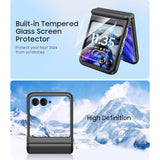 For Motorola Razr 2024 Case, Built-In Outer Screen Protector & Hinge Protection, Slim Fit Hard Full Body Shockproof Phone Cover For Moto Razr 2024, Black